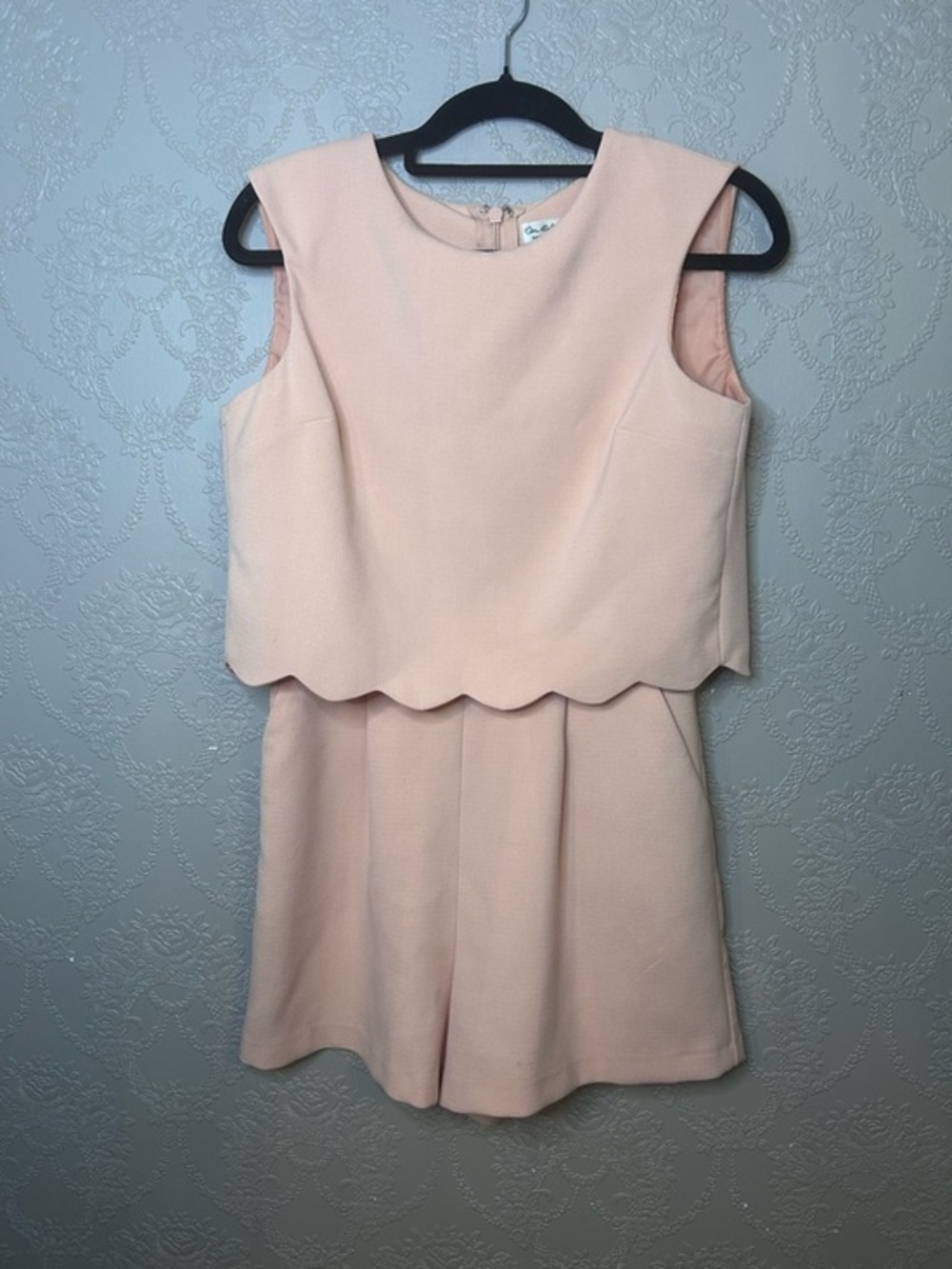 Vintage Blush Pink Scallop-Hem Sleeveless Mini Mrs Selfridge